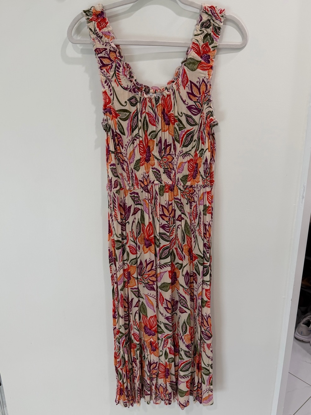 Patrons of Peace Cream Maxi Dress with Orange, Purple & Green Floral Print - Picture 4 of 4